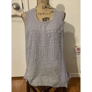 ipekyol fancy womens sleeveless top size 10 grey dot pattern fancy